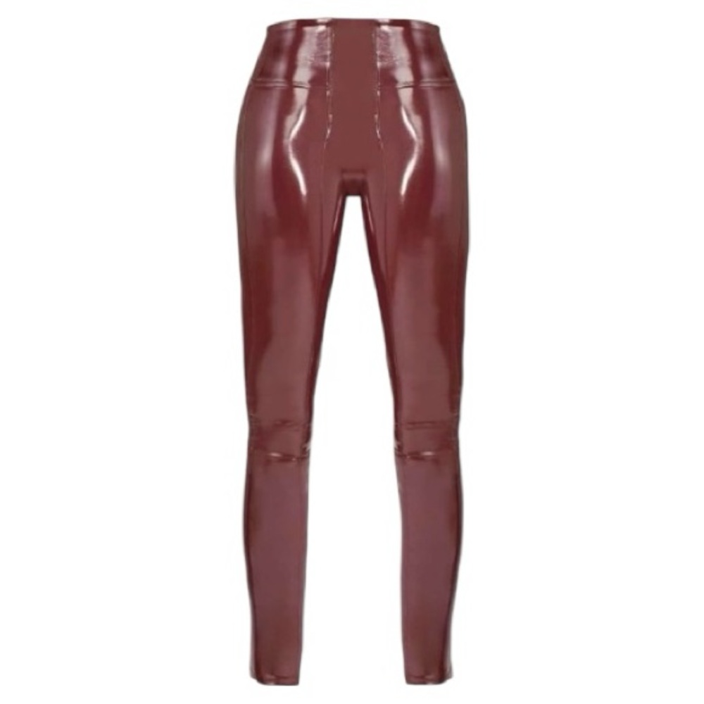 Spanx *NWT* Faux Patent Leather Leggings Ruby/Wine Size Medium High Rise